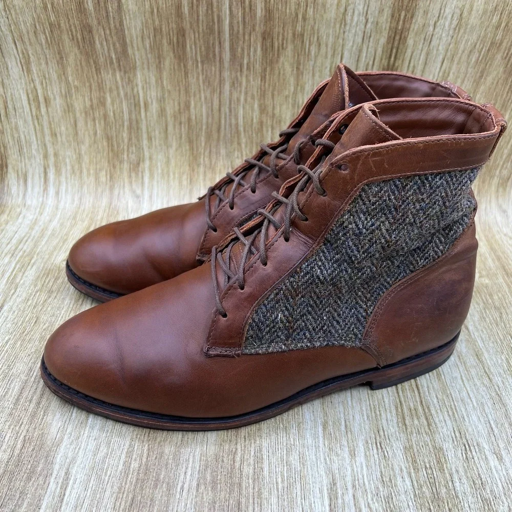 Allen Edmonds Shaker Heights Boots Men's Size 9‎ E Brown Leather Tweed 8727